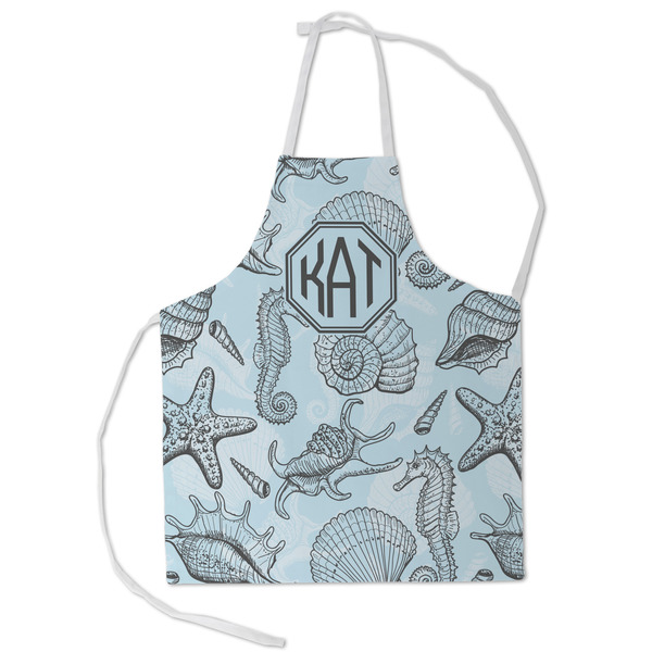 Custom Sea-blue Seashells Kid's Apron - Small (Personalized)