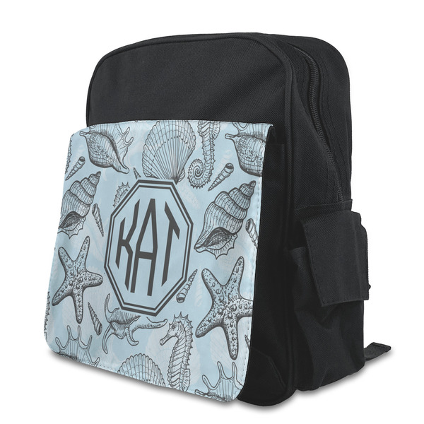 Custom Sea-blue Seashells Preschool Backpack (Personalized)