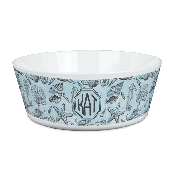 Custom Sea-blue Seashells Kid's Bowl (Personalized)
