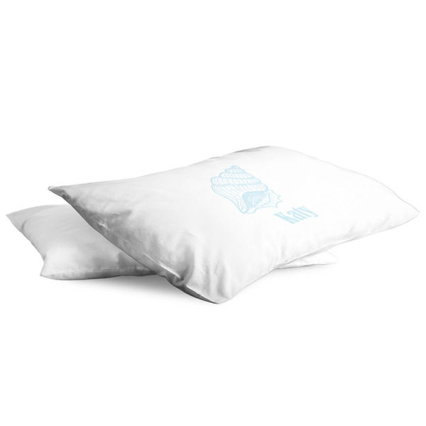 Sea-blue Seashells King Pillow Case - TWO (partial print)