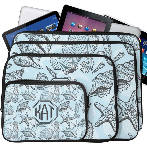 Sea-blue Seashells Laptop Case Sizes