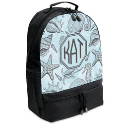 Sea-blue Seashells Backpacks - Black (Personalized)