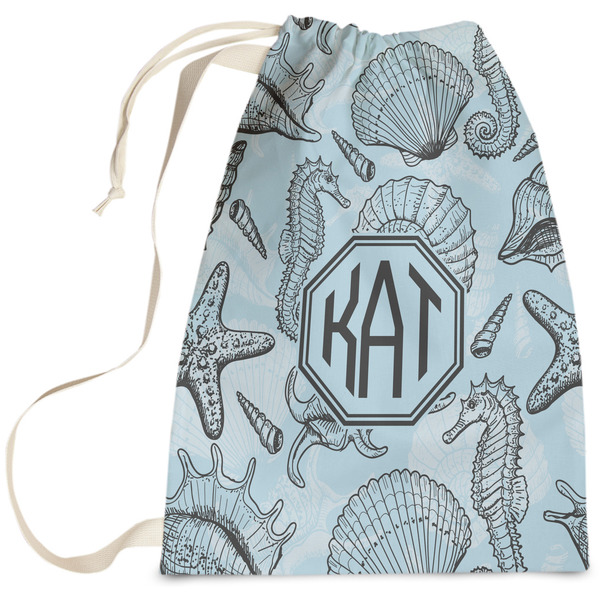 Custom Sea-blue Seashells Laundry Bag (Personalized)