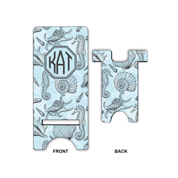 Sea-blue Seashells Large Phone Stand - Front & Back