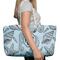 Sea-blue Seashells Large Rope Tote Bag - In Context View