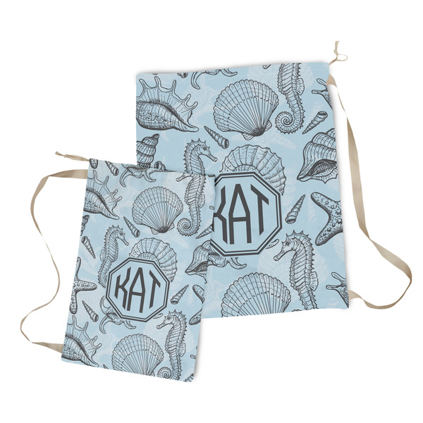 Sea-blue Seashells Laundry Bag - Both Bags