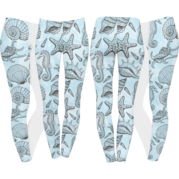Sea-blue Seashells Leggings Turn Around - Apvl