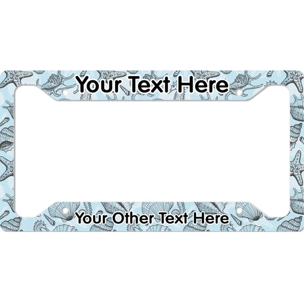 Custom Sea-blue Seashells License Plate Frame (Personalized)
