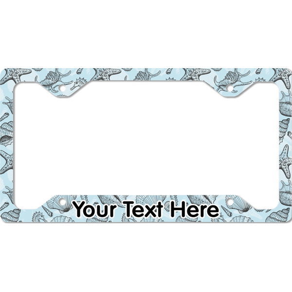 Custom Sea-blue Seashells License Plate Frame - Style C (Personalized)
