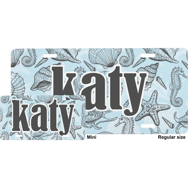 Sea-blue Seashells License Plate (Sizes)
