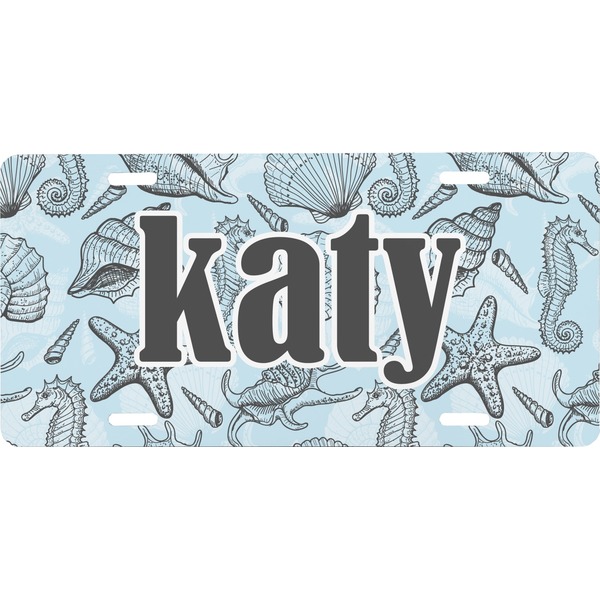 Custom Sea-blue Seashells Front License Plate (Personalized)