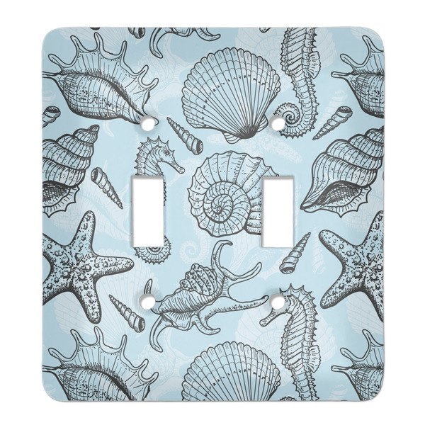 Custom Sea-blue Seashells Light Switch Cover (2 Toggle Plate)