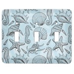 Sea-blue Seashells Light Switch Cover (3 Toggle Plate)