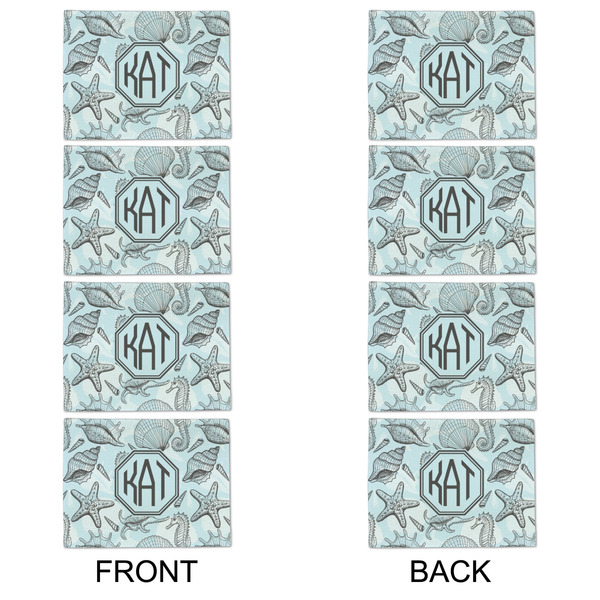 Sea-blue Seashells Linen Placemat - APPROVAL Set of 4 (double sided)
