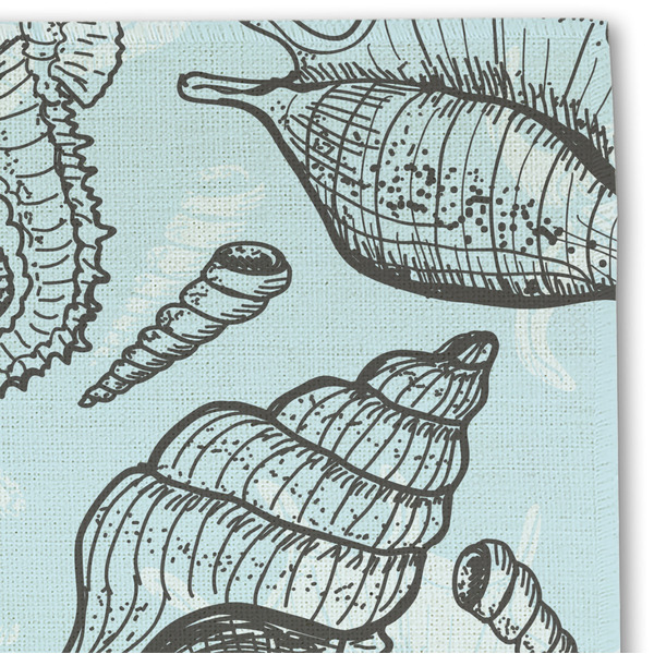 Sea-blue Seashells Linen Placemat - DETAIL