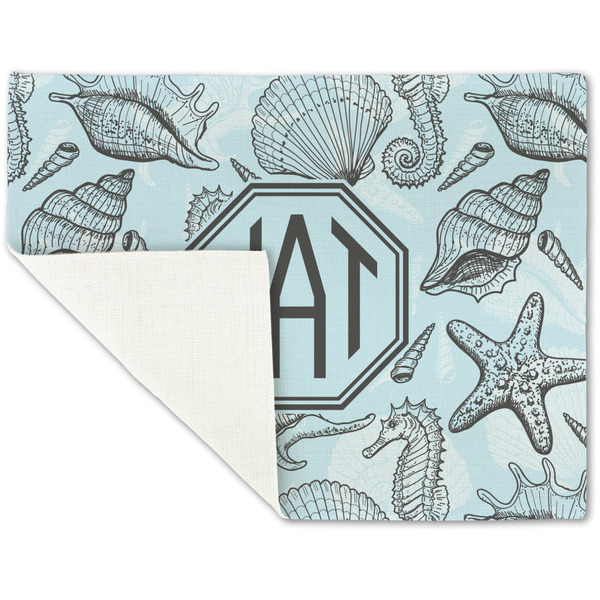 Sea-blue Seashells Linen Placemat - Folded Corner (single side)
