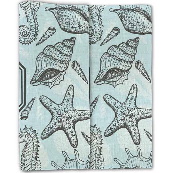 Sea-blue Seashells Linen Placemat - Folded Half (double sided)