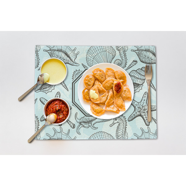Sea-blue Seashells Linen Placemat - Lifestyle (single)