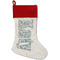 Sea-blue Seashells Red Linen Stocking (Personalized)