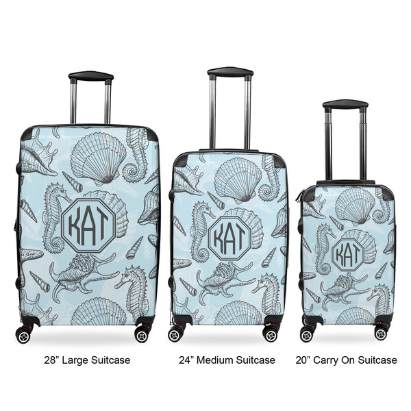 Sea-blue Seashells Luggage Bags all sizes - With Handle