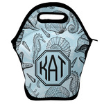 Sea-blue Seashells Lunch Bag w/ Monogram