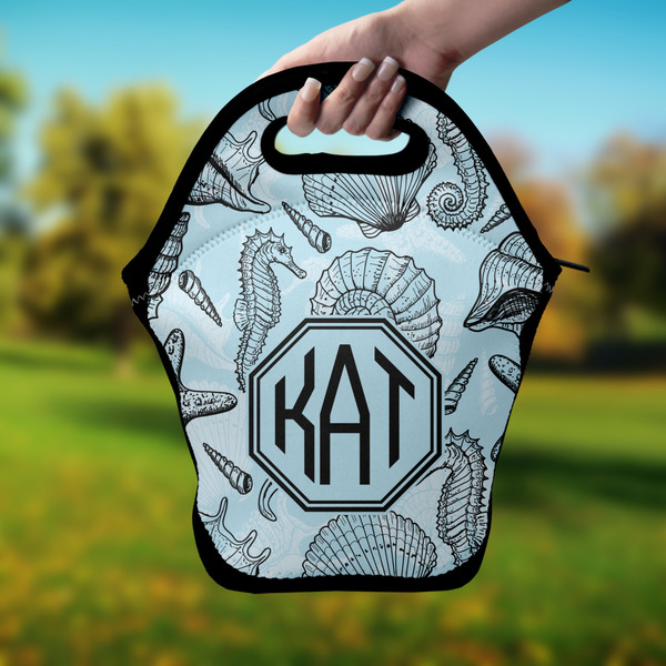 Sea-blue Seashells Lunch Bag - Hand