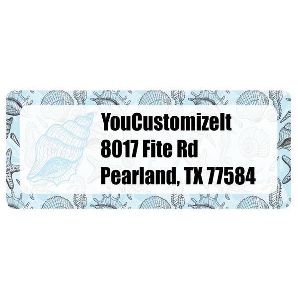 Custom Sea-blue Seashells Return Address Labels (Personalized)