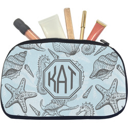 Sea-blue Seashells Makeup / Cosmetic Bag - Medium (Personalized)