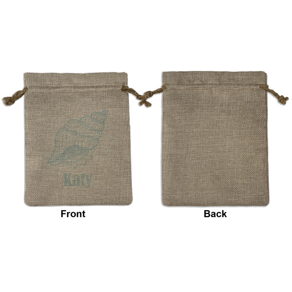 Sea-blue Seashells Medium Burlap Gift Bag - Front Approval