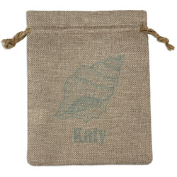 Sea-blue Seashells Burlap Gift Bag (Personalized)