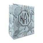 Sea-blue Seashells Medium Gift Bag (Personalized)