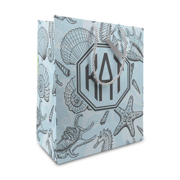 Custom Sea-blue Seashells Medium Gift Bag (Personalized)