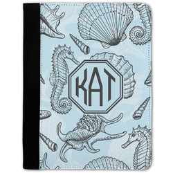 Sea-blue Seashells Notebook Padfolio - Medium w/ Monogram