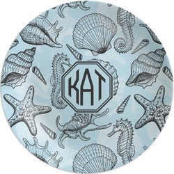 Sea-blue Seashells Melamine Plate (Personalized)
