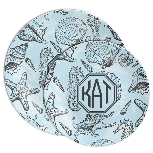 Sea-blue Seashells Melamine Plates - PARENT/MAIN