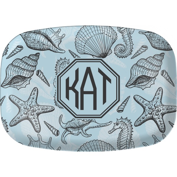 Custom Sea-blue Seashells Melamine Platter (Personalized)