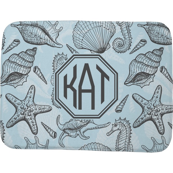 Custom Sea-blue Seashells Memory Foam Bath Mat - 48"x36" (Personalized)