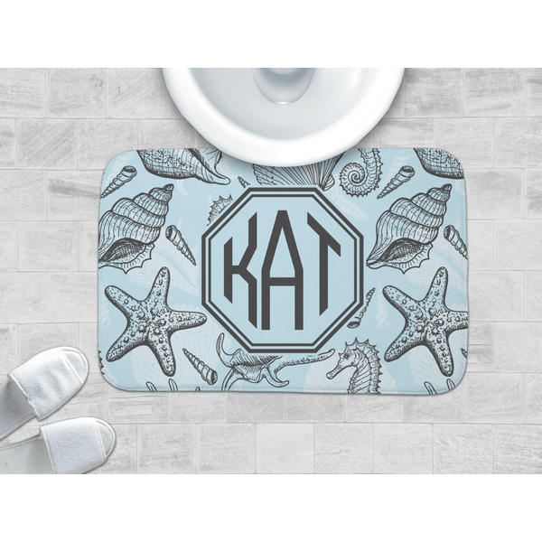 Sea-blue Seashells Memory Foam Bath Mat - LIFESTYLE 34x21