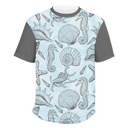 Sea-blue Seashells Men's Crew T-Shirt - Large (Personalized)