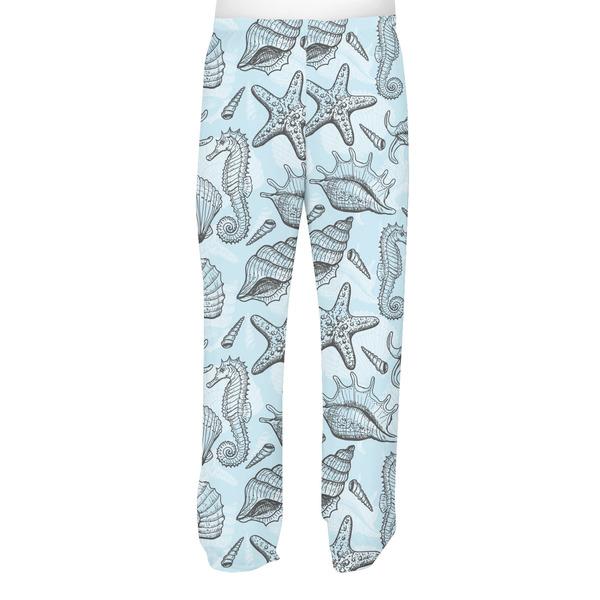 Sea-blue Seashells Men's Pjs Back - on model