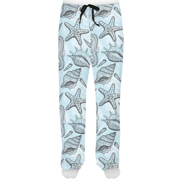 Sea-blue Seashells Men's Pjs Front - on model