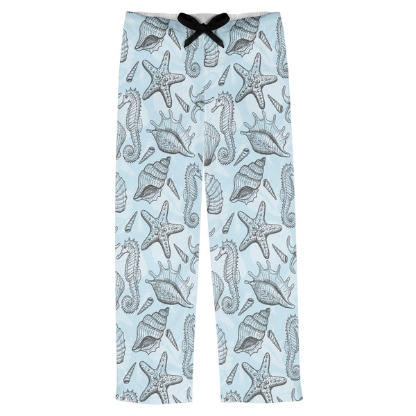 Custom Sea-blue Seashells Mens Pajama Pants - L