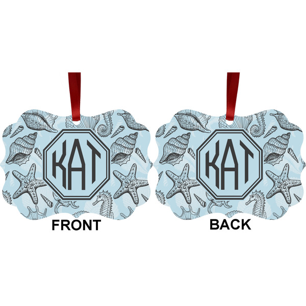 Sea-blue Seashells Metal Benilux Ornament - Front and Back (APPROVAL)