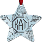 Sea-blue Seashells Metal Star Ornament - Double Sided w/ Monogram
