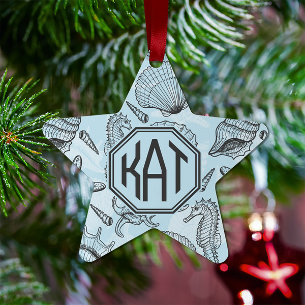 Sea-blue Seashells Metal Star Ornament - Lifestyle