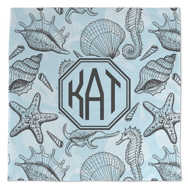 Custom Sea-blue Seashells Microfiber Dish Towel (Personalized)