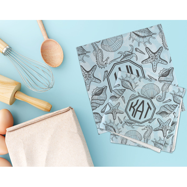 Sea-blue Seashells Microfiber Dish Rag - LIFESTYLE