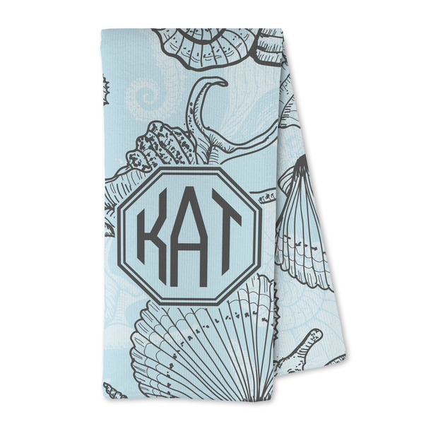 Custom Sea-blue Seashells Kitchen Towel - Microfiber (Personalized)