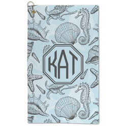 Sea-blue Seashells Microfiber Golf Towel (Personalized)