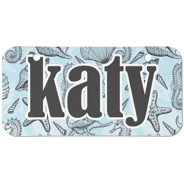 Custom Sea-blue Seashells Mini/Bicycle License Plate (2 Holes) (Personalized)
